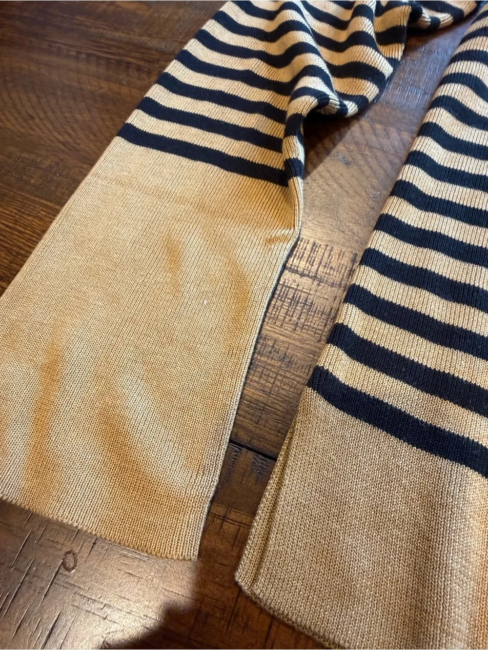 Eileen Fisher Tencel Silk Striped Pullover Sweater Medium Clay Tan Black